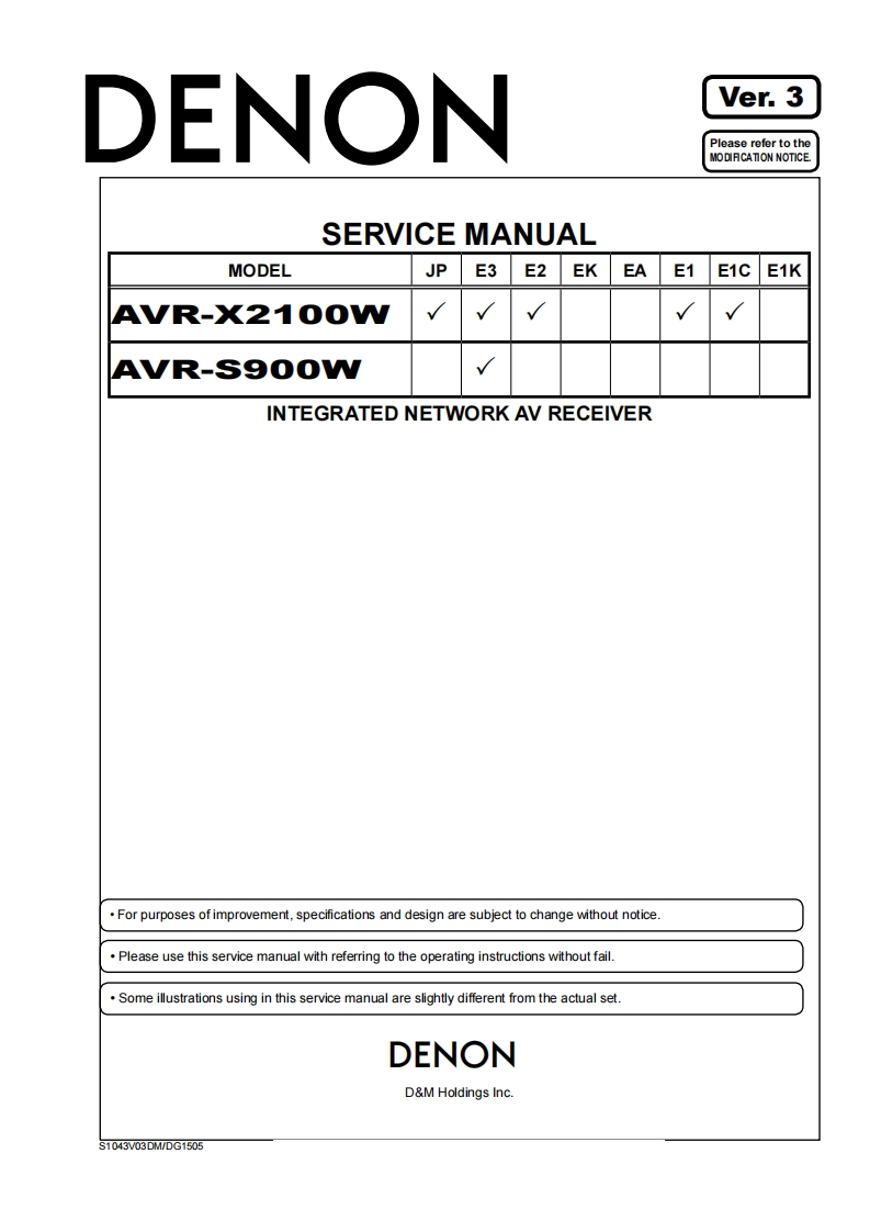 Denon-AVRS900W-avr-维修说明书手册含电器原理图1