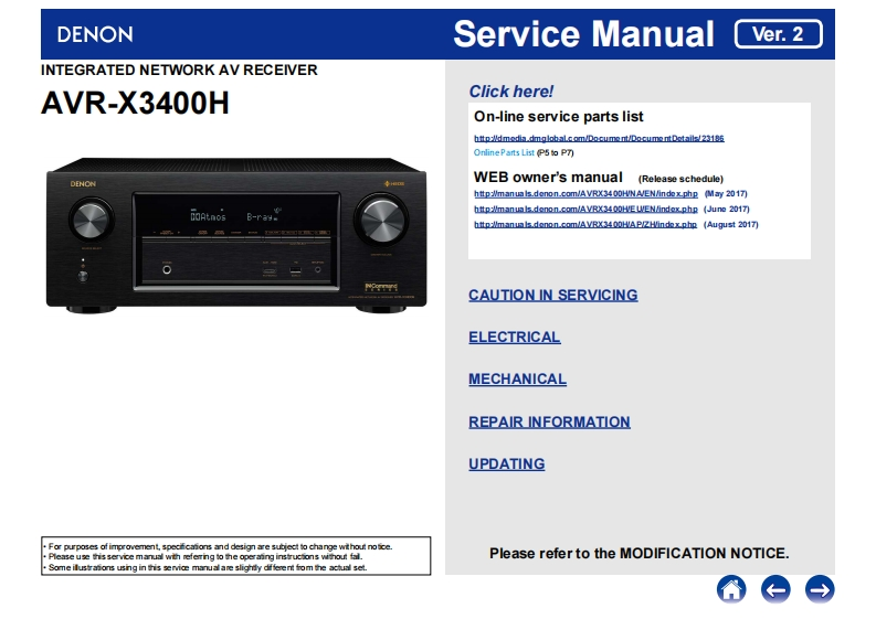 Denon-AVRX3400H-avr-维修说明书手册含电器原理图