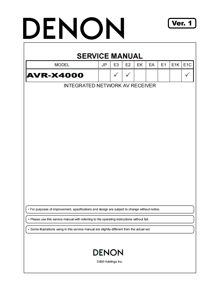 Denon-AVRX4000-avr-维修说明书手册含电器原理图
