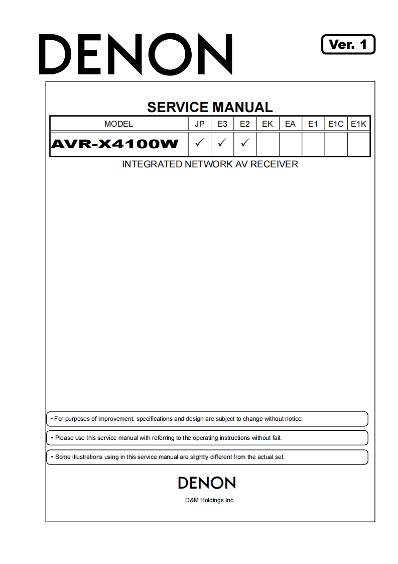 Denon-AVRX4100W-avr-维修说明书手册含电器原理图