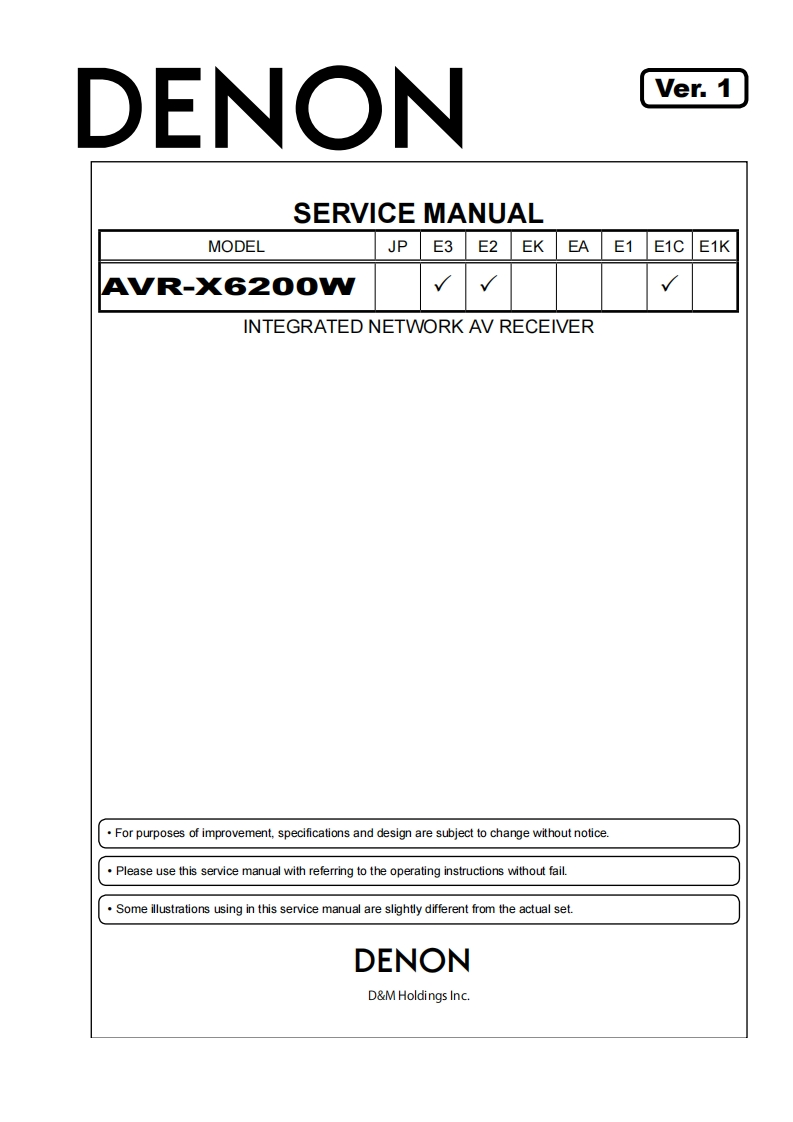 Denon-AVRX6200W-avr-维修说明书手册含电器原理图