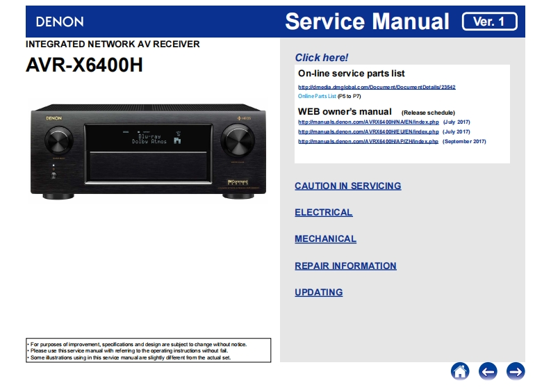 Denon-AVRX6400H-avr-维修说明书手册含电器原理图