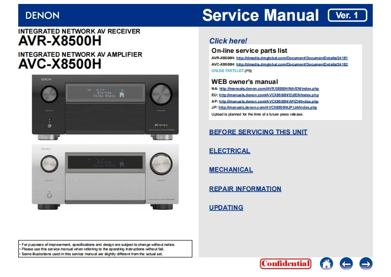 Denon-AVRX8500H-avr-维修说明书手册含电器原理图