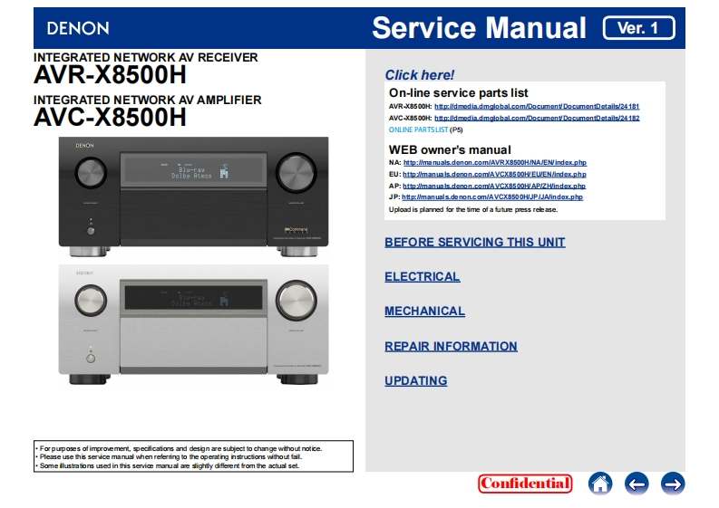 Denon-AVRX8500H-avr-维修说明书手册含电器原理图