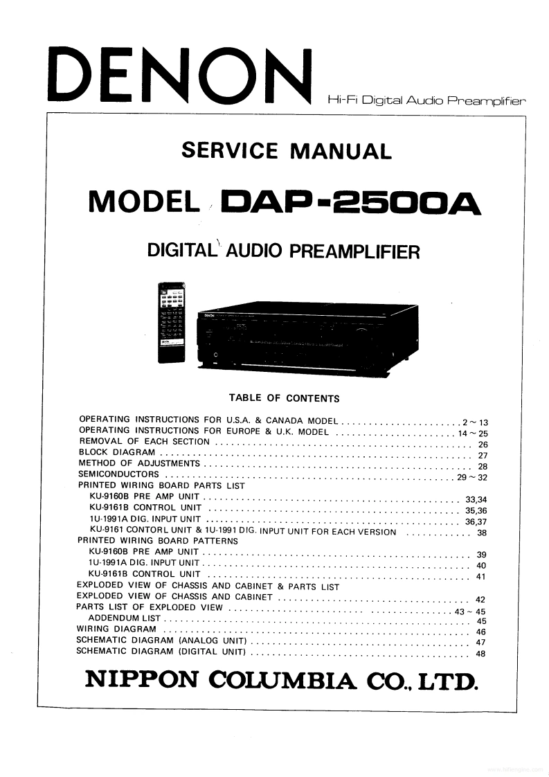Denon-DAP2500A-pre-维修说明书手册含电器原理图