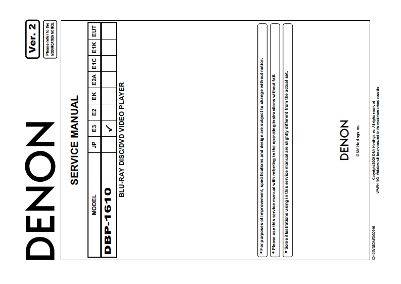 Denon-DBP1610-dvd-维修说明书手册含电器原理图