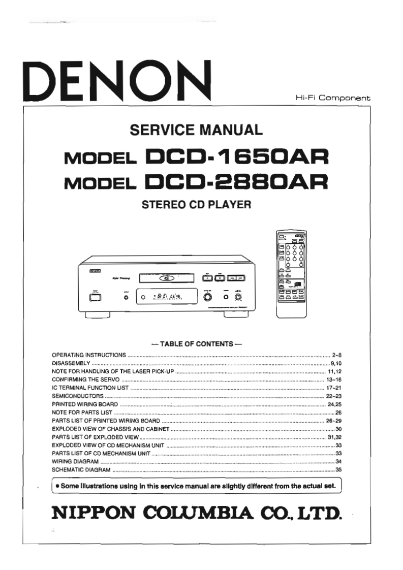 Denon-DCD2880AR-cd-维修说明书手册含电器原理图-找手册网