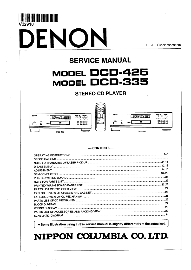 Denon-DCD335-cd-维修说明书手册含电器原理图