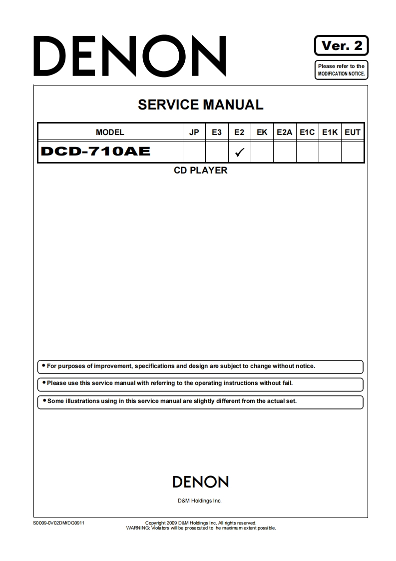 Denon-DCD710AE-cd-维修说明书手册含电器原理图