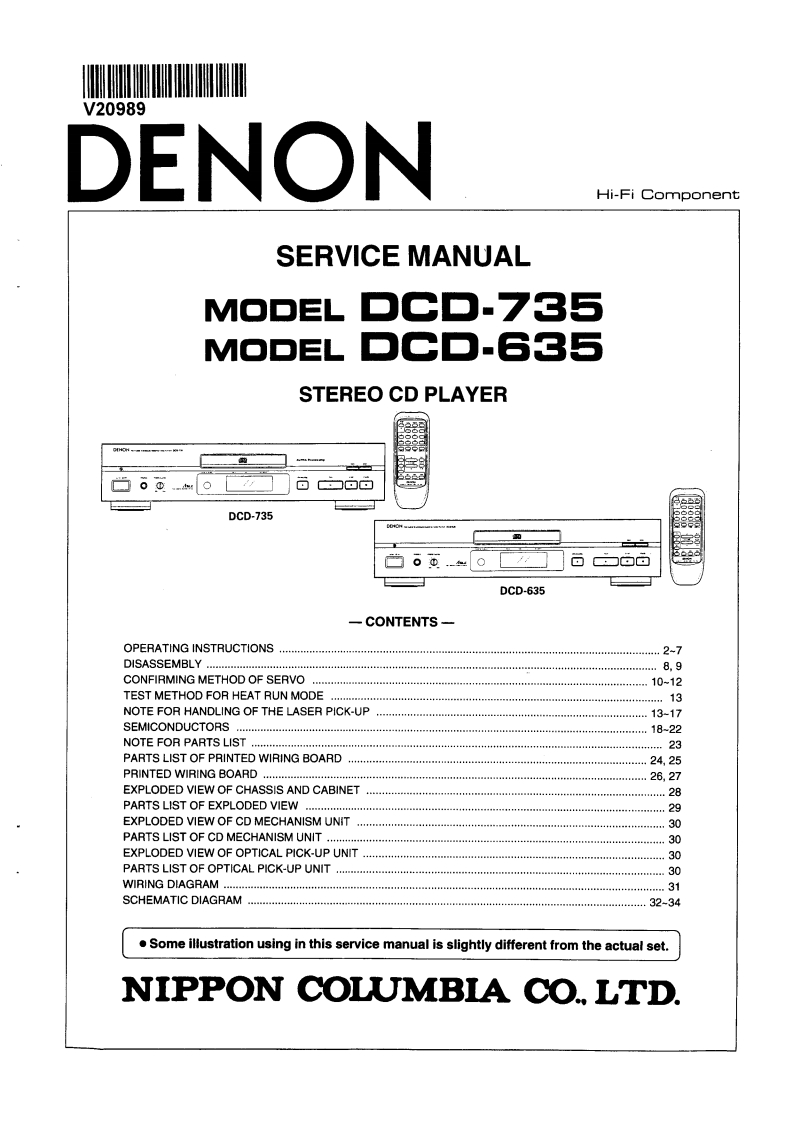 Denon-DCD735-cd-维修说明书手册含电器原理图