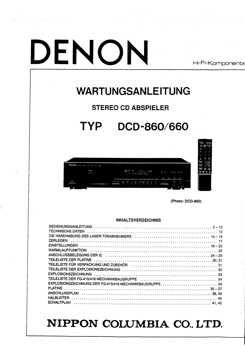 Denon-DCD860-cd-维修说明书手册含电器原理图-d-找手册网