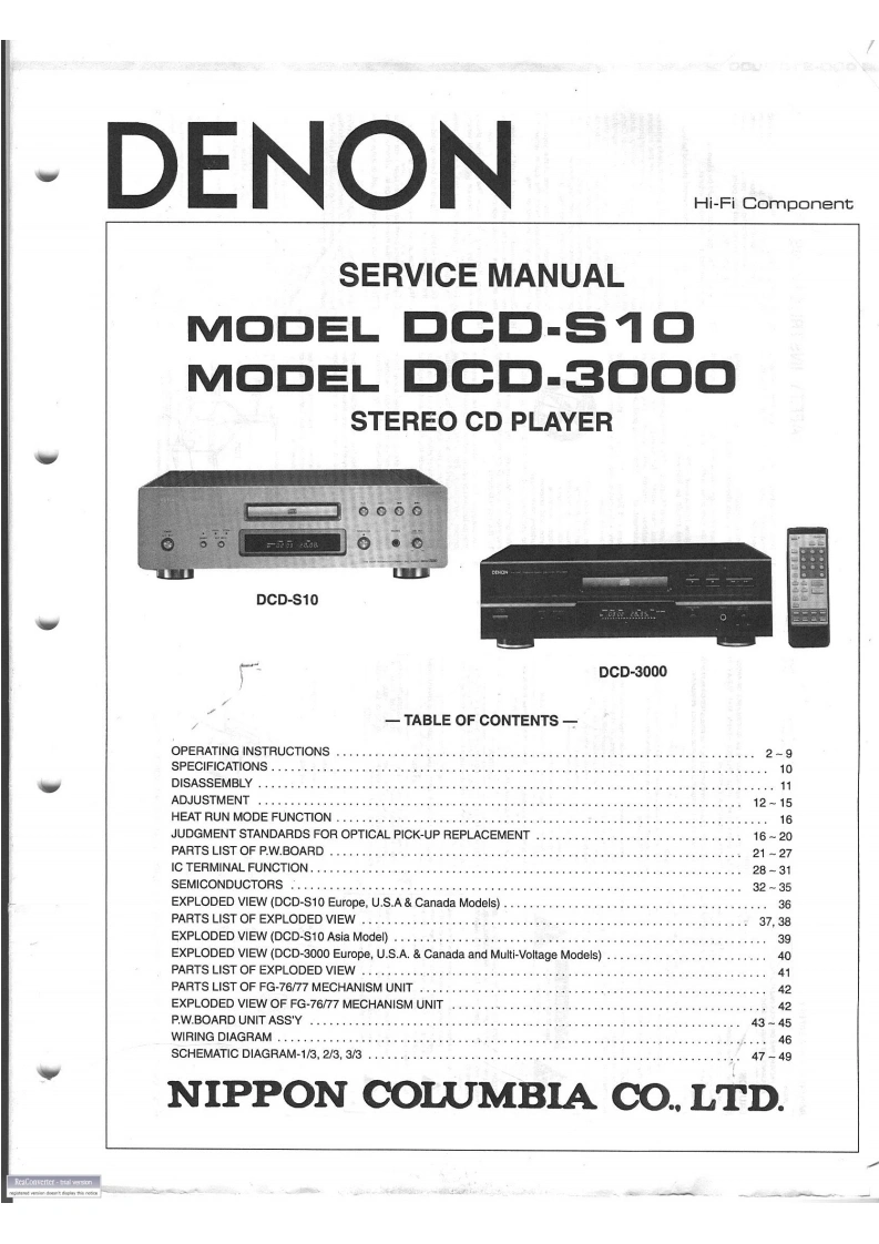 Denon-DCDS10-cd-维修说明书手册含电器原理图