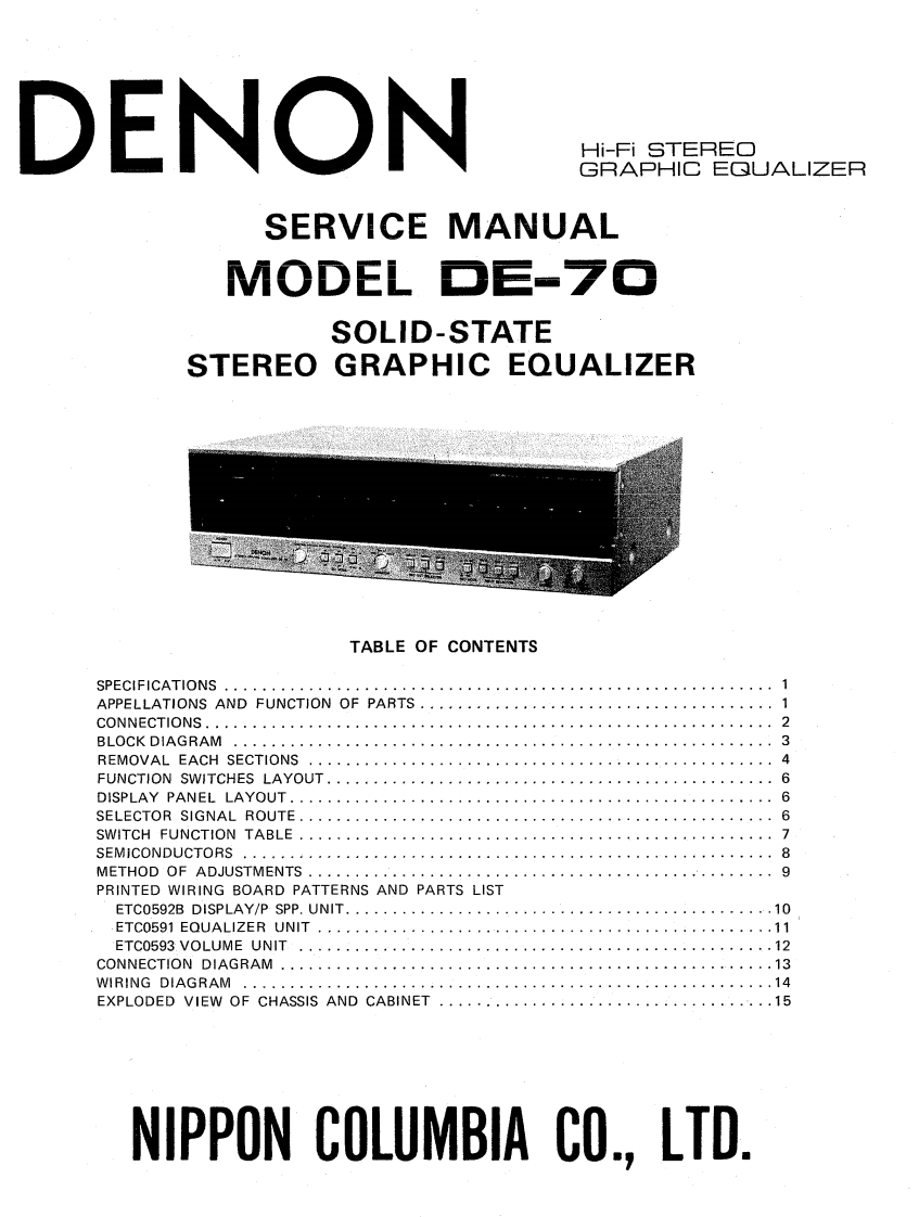 Denon-DE70-eq-维修说明书手册含电器原理图
