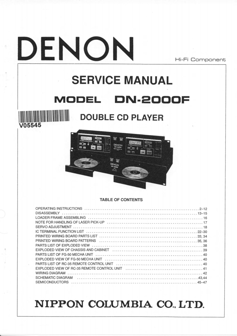 Denon-DN2000F-cd-维修说明书手册含电器原理图-找手册网