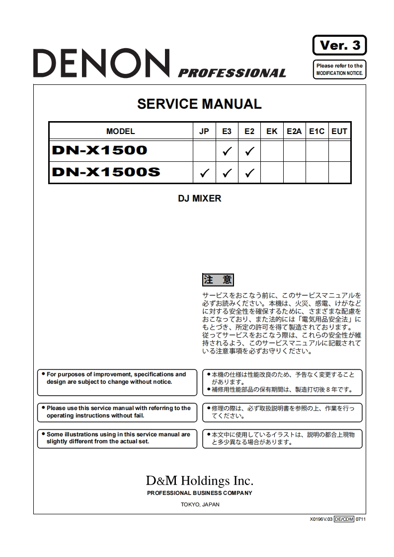 Denon-DNX1500S-mix-维修说明书手册含电器原理图