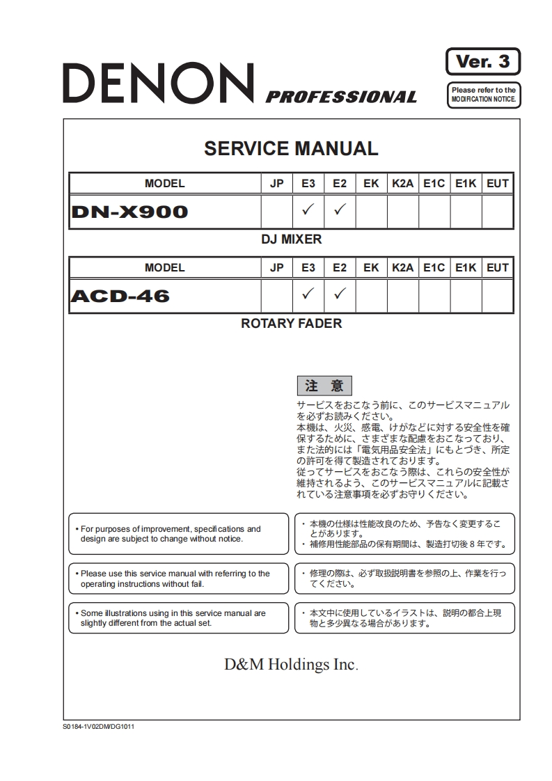 Denon-DNX900-mix-维修说明书手册含电器原理图