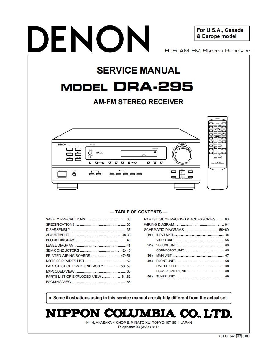 Denon-DRA295-rec-维修说明书手册含电器原理图