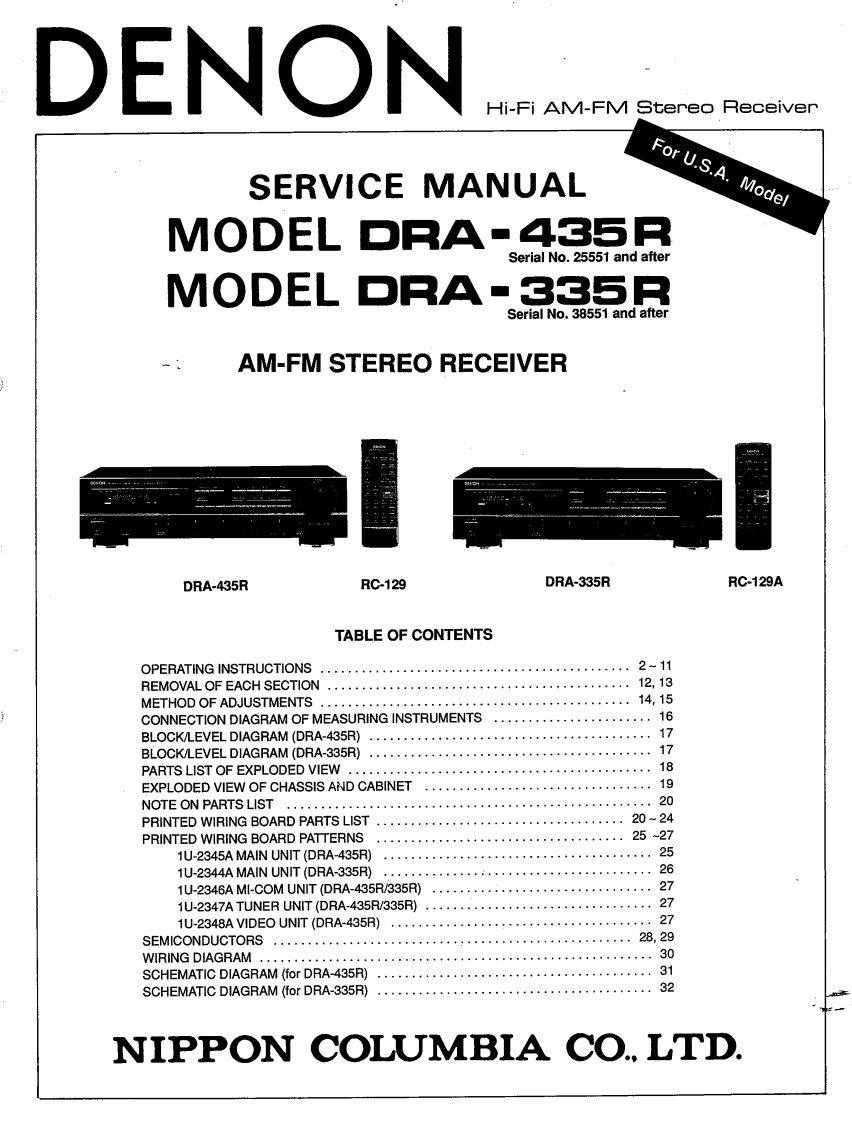 Denon-DRA335RUS-rec-sm维修手册含电器原理图-找手册网