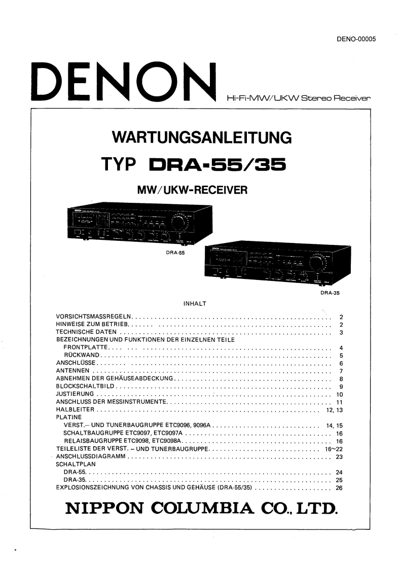 Denon-DRA35-rec-维修说明书手册含电器原理图