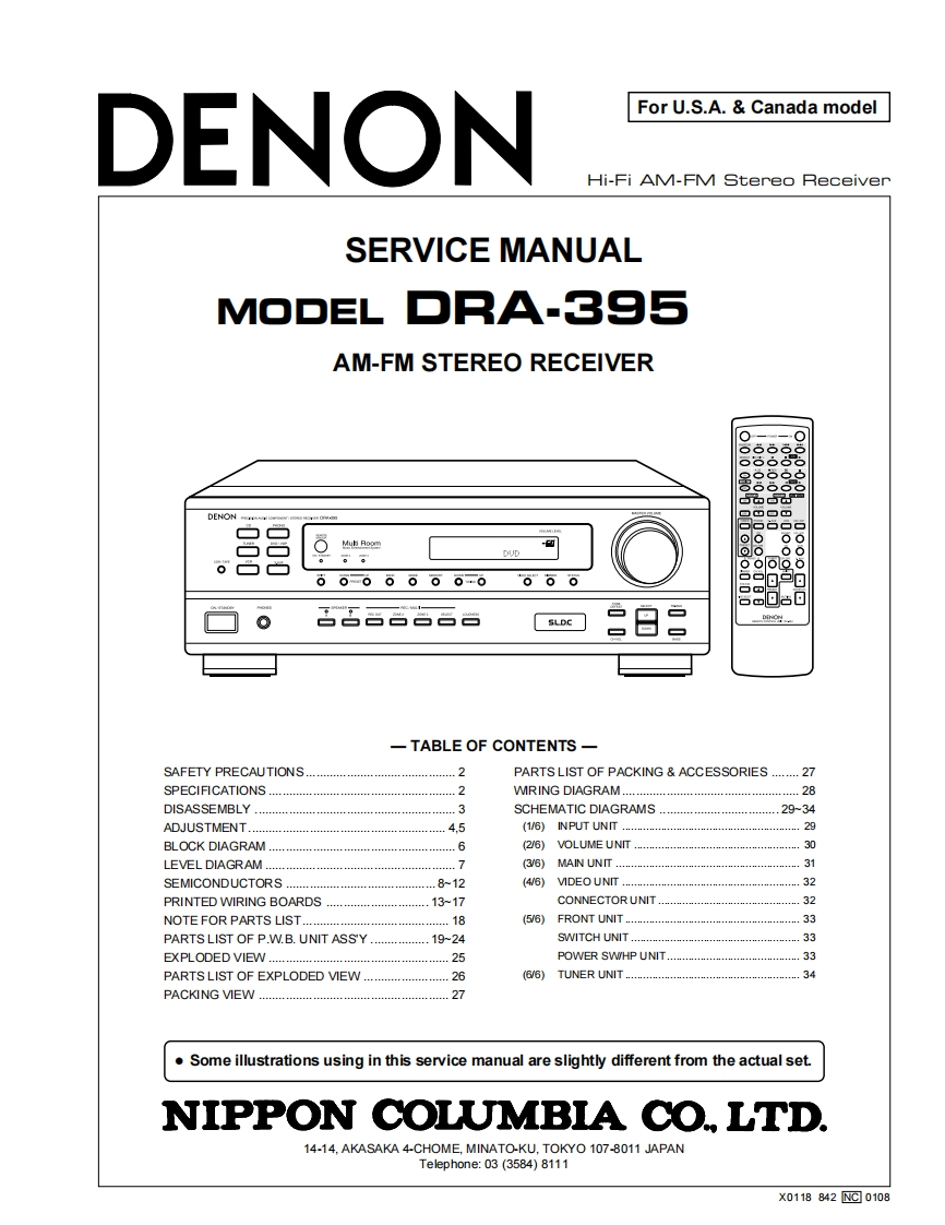 Denon-DRA395-rec-维修说明书手册含电器原理图-找手册网