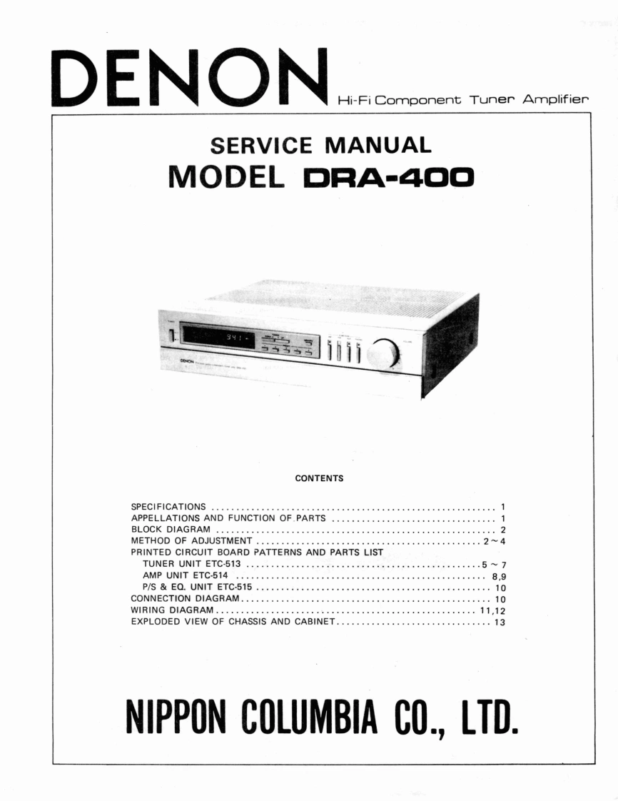 Denon-DRA400-rec-维修说明书手册含电器原理图-找手册网
