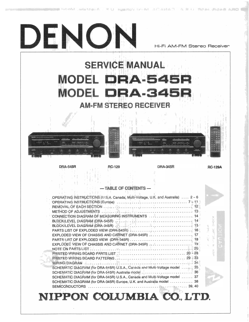 Denon-DRA545R-rec-维修说明书手册含电器原理图