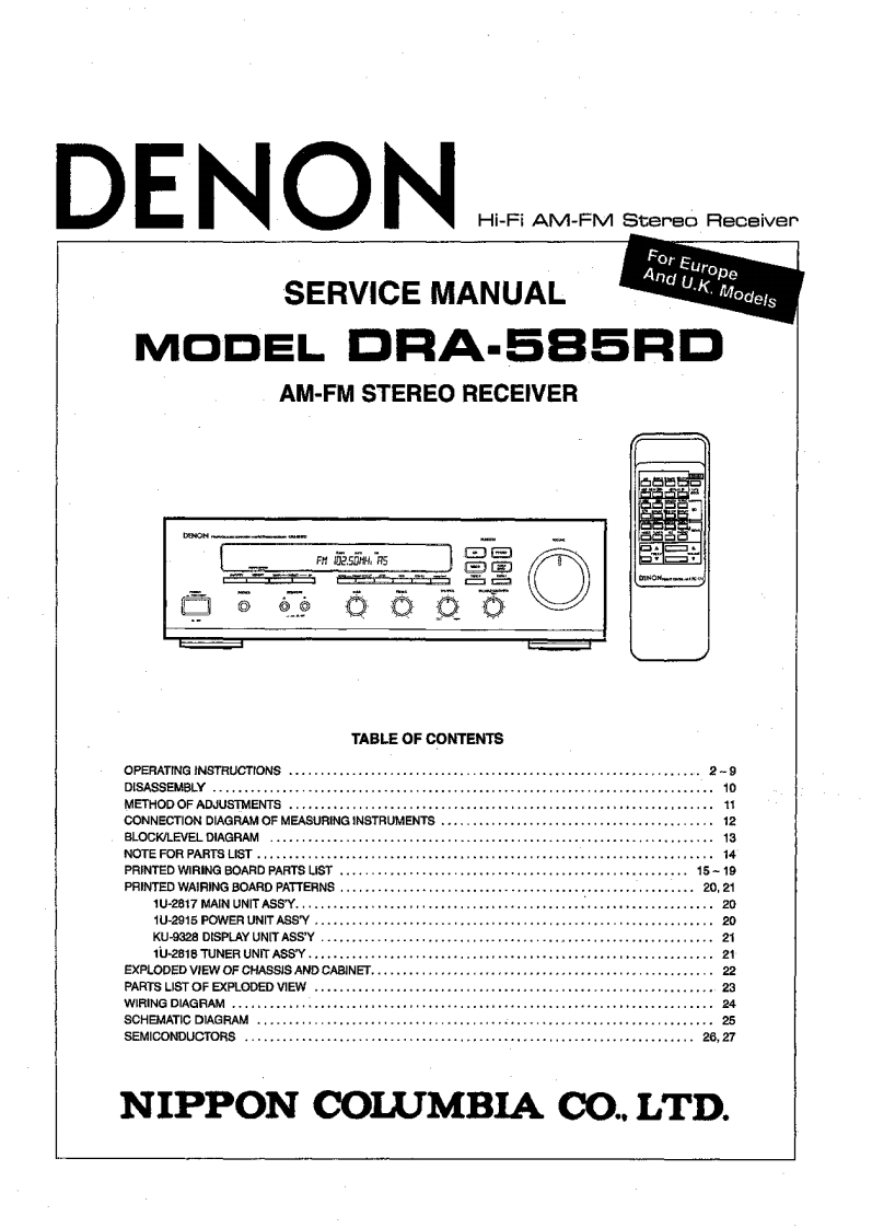 Denon-DRA585RD-rec-维修说明书手册含电器原理图-找手册网