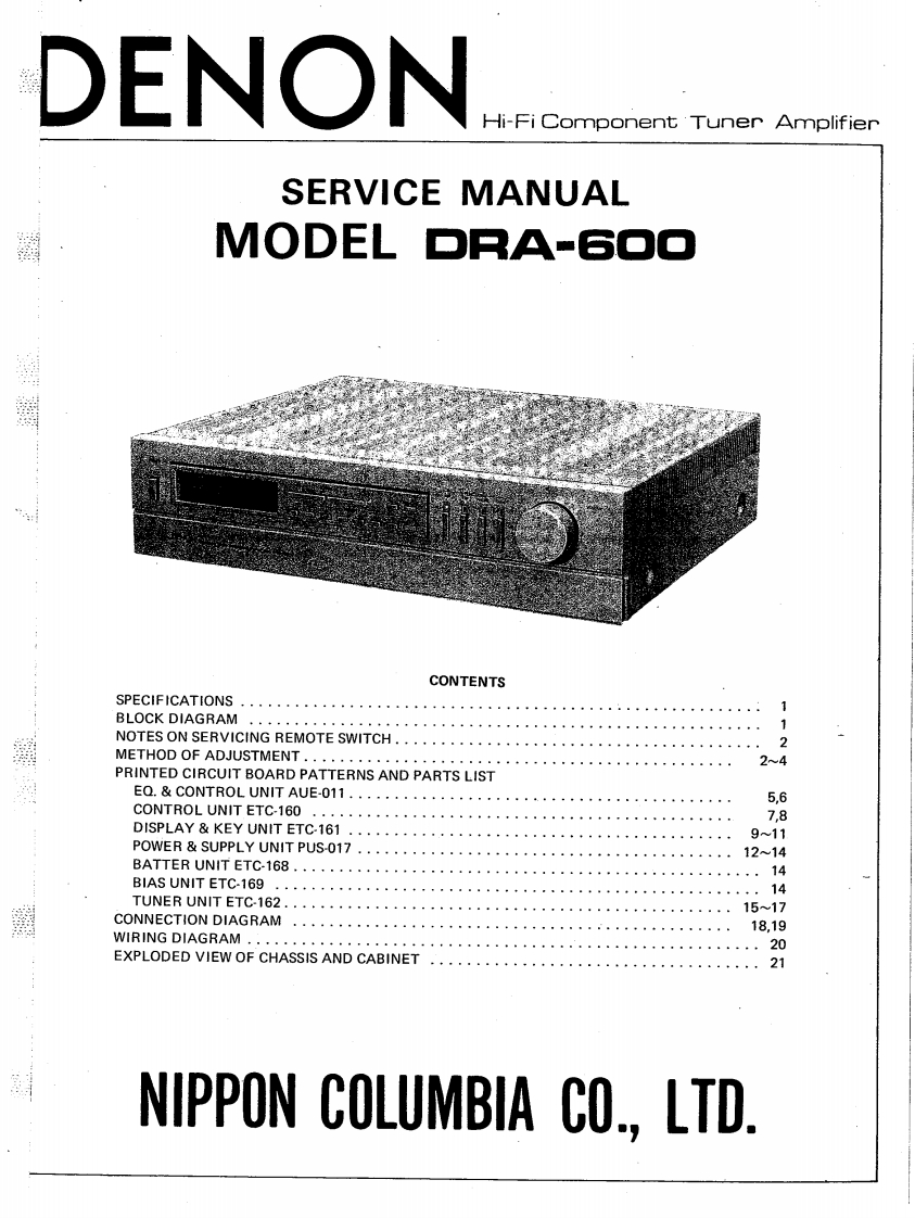 Denon-DRA600-rec-维修说明书手册含电器原理图