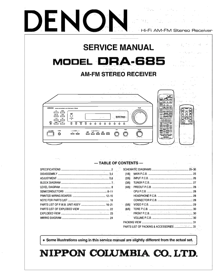 Denon-DRA685-rec-维修说明书手册含电器原理图-找手册网