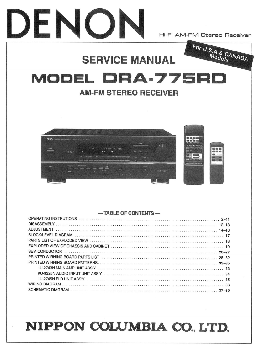 Denon-DRA775RD-rec-维修说明书手册含电器原理图