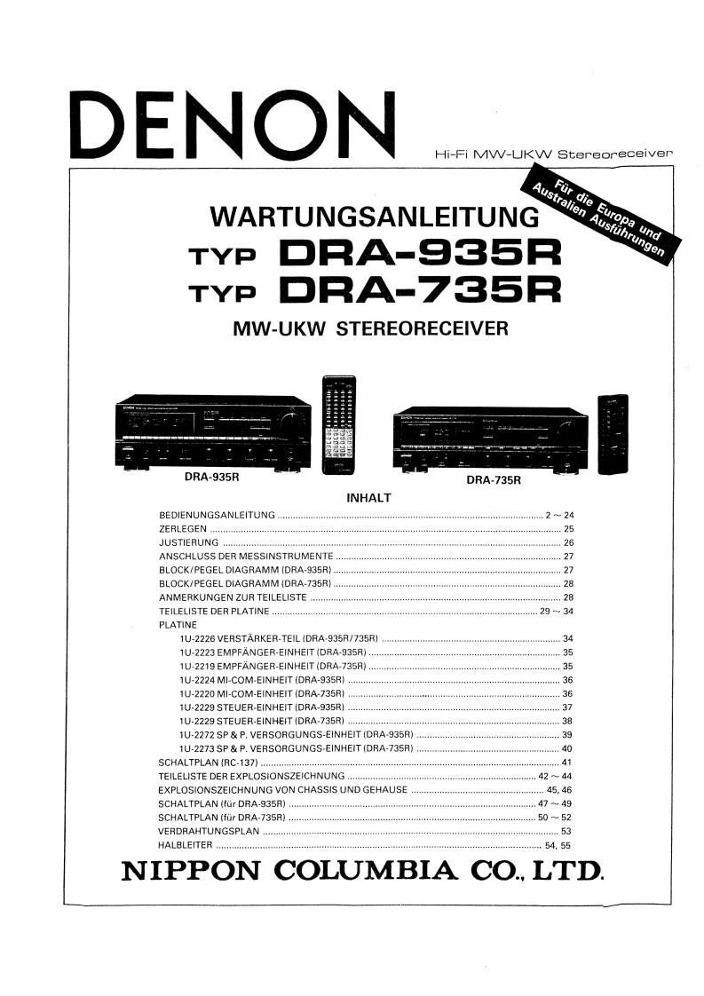 Denon-DRA935R-rec-维修说明书手册含电器原理图