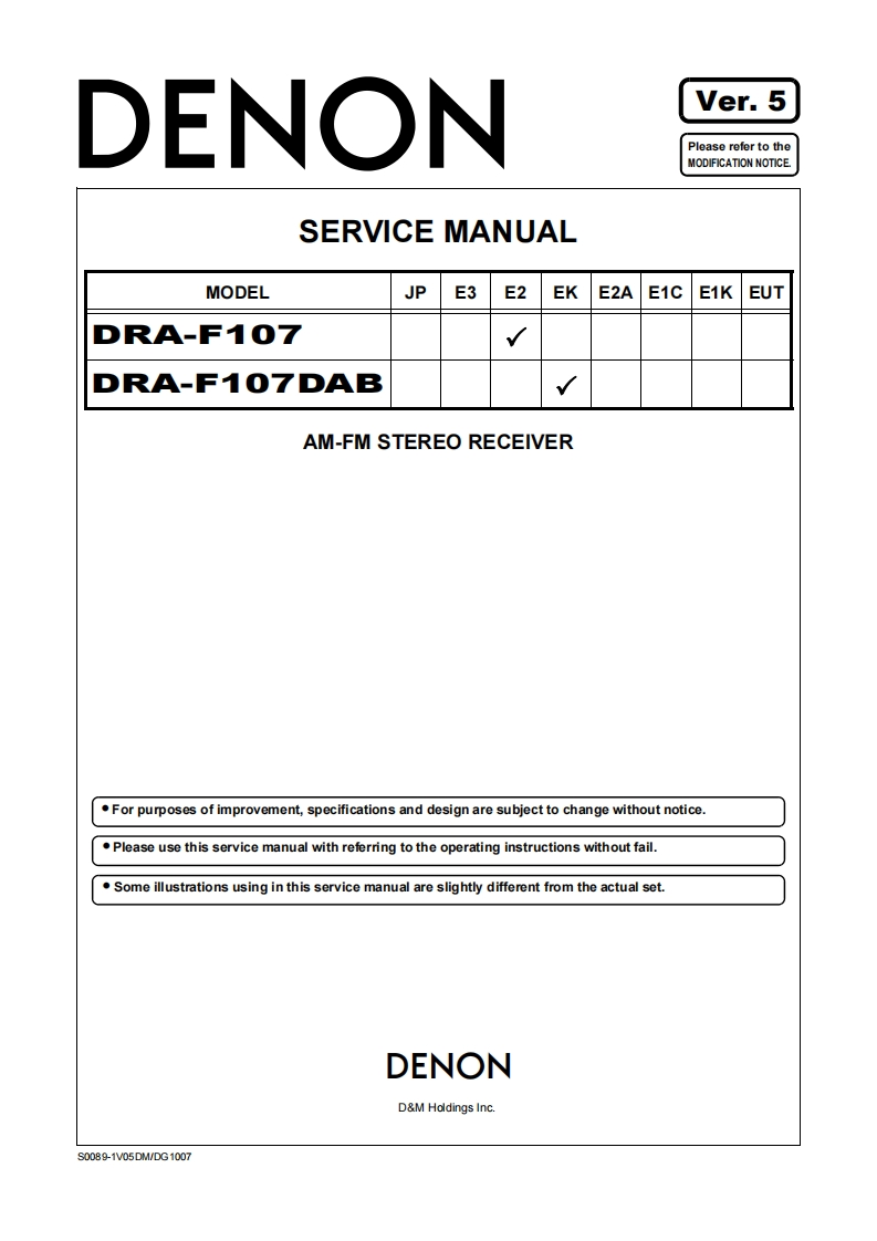 Denon-DRAF107-rec-维修说明书手册含电器原理图