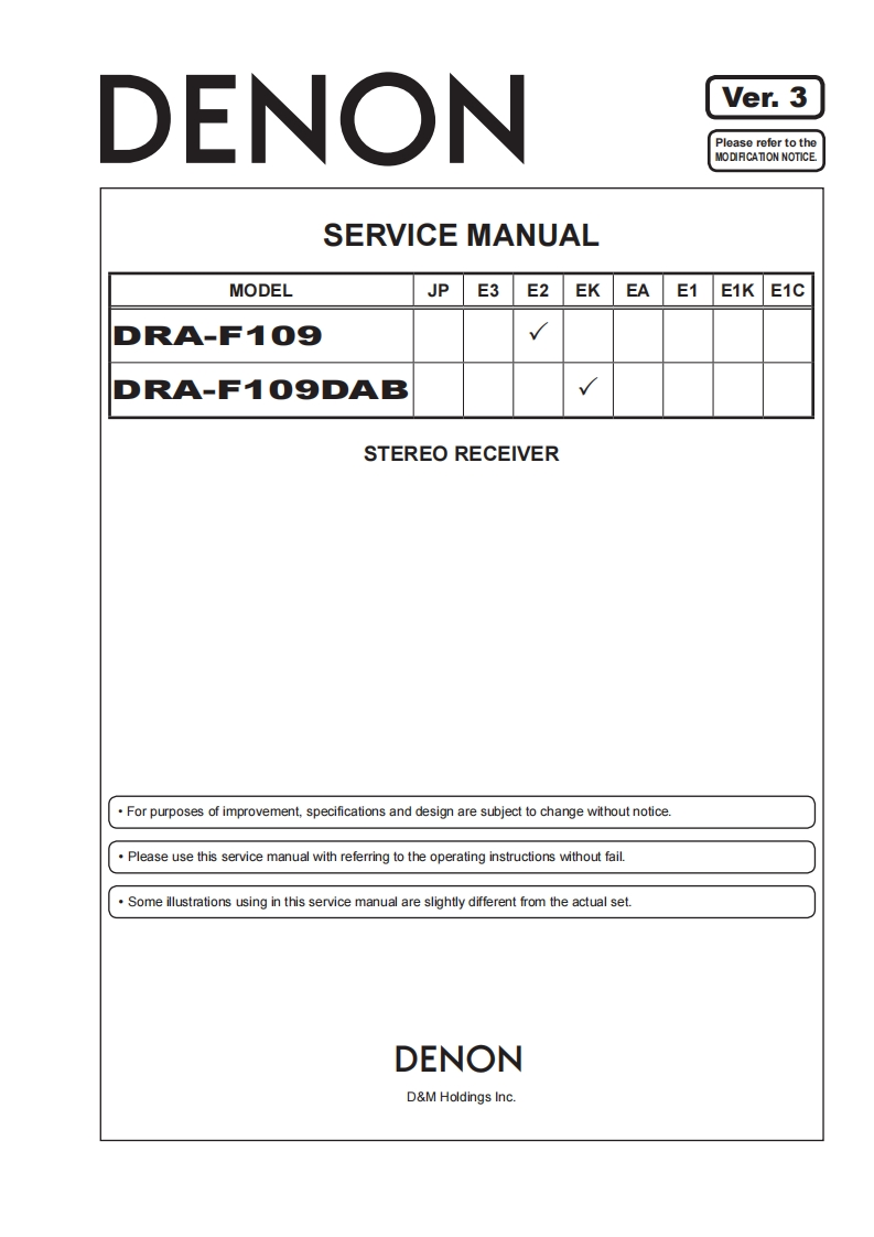 Denon-DRAF109DAB-rec-维修说明书手册含电器原理图