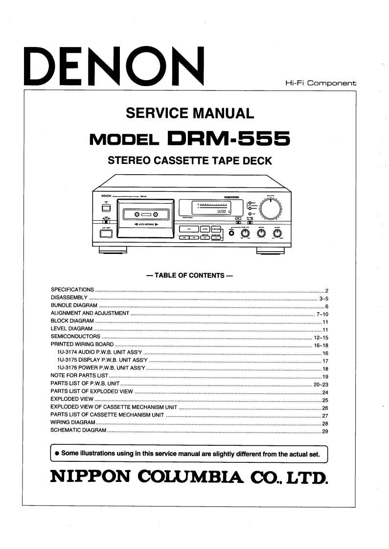 Denon-DRM555-tape-维修说明书手册含电器原理图-找手册网