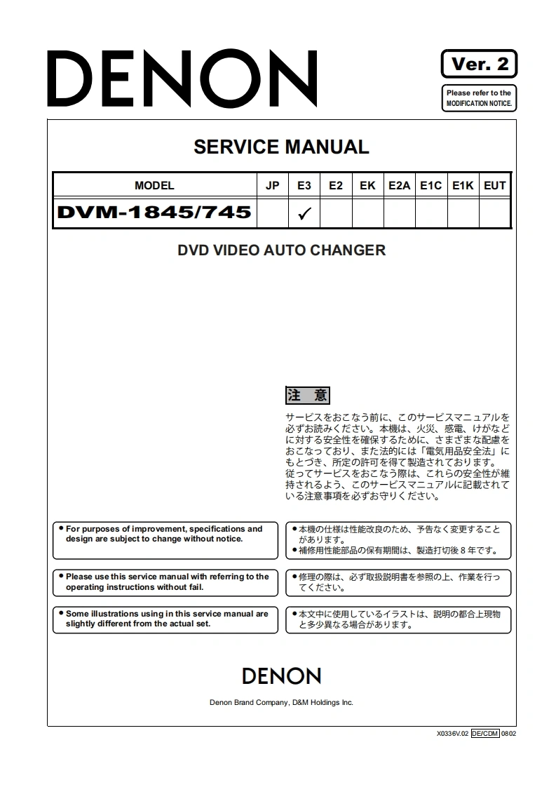 Denon-DVM-745-维修手册