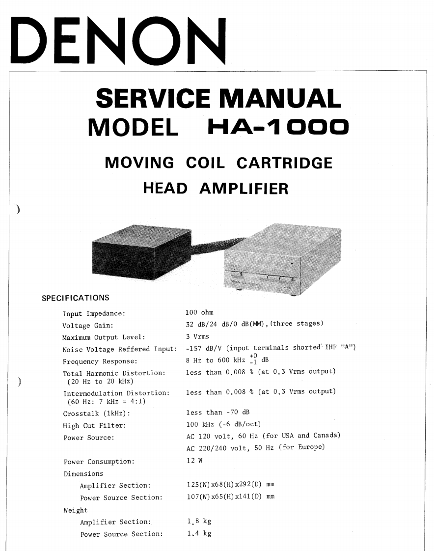 Denon-HA1000-riaa-维修说明书手册含电器原理图
