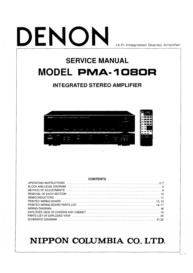Denon-PMA1080-int-维修说明书手册含电器原理图-找手册网