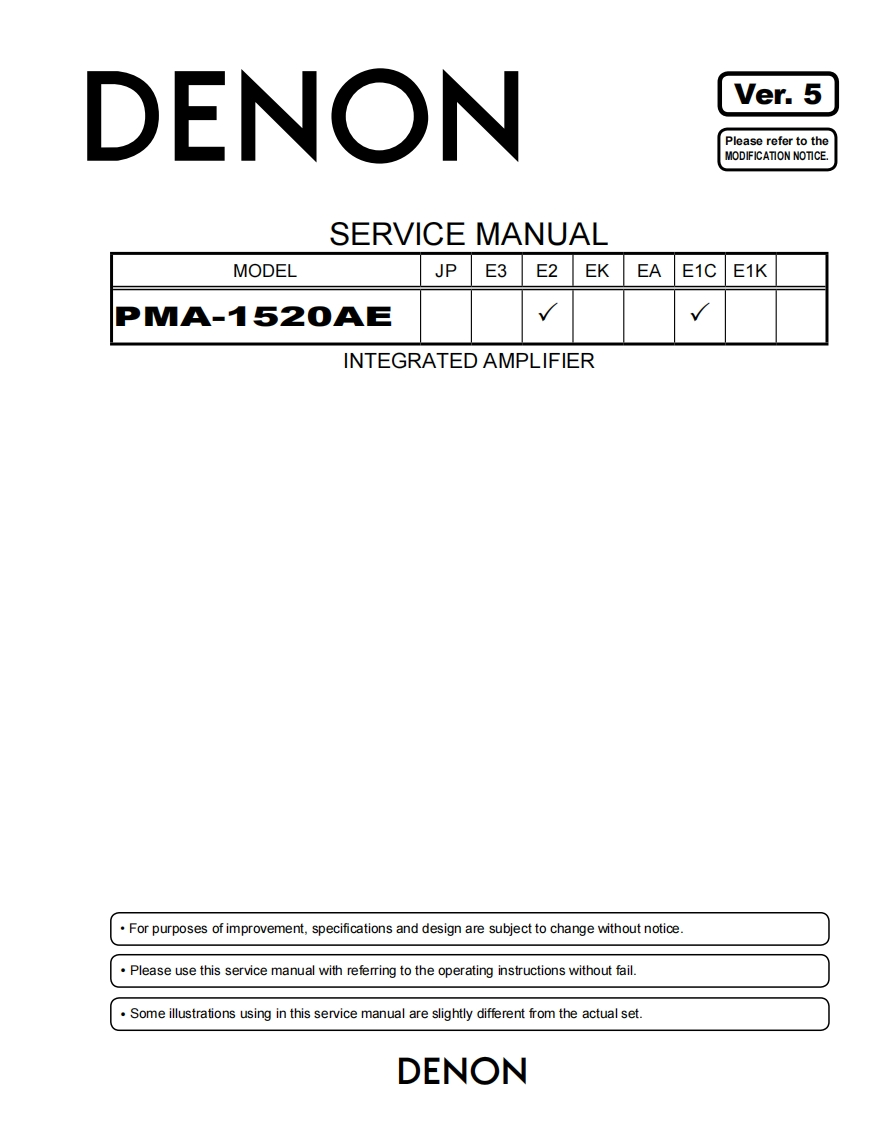 Denon-PMA1520AE-int-维修说明书手册含电器原理图