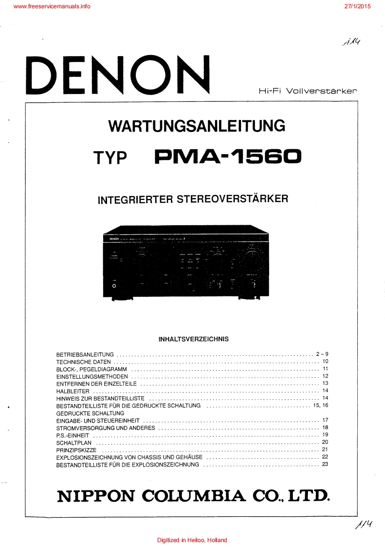 Denon-PMA1560-int-维修说明书手册含电器原理图-找手册网