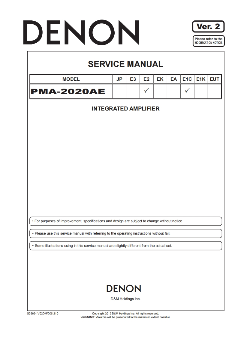 Denon-PMA2020AE-int-维修说明书手册含电器原理图