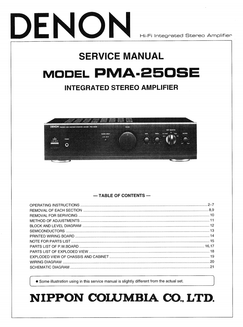 Denon-PMA250SE-int-维修说明书手册含电器原理图