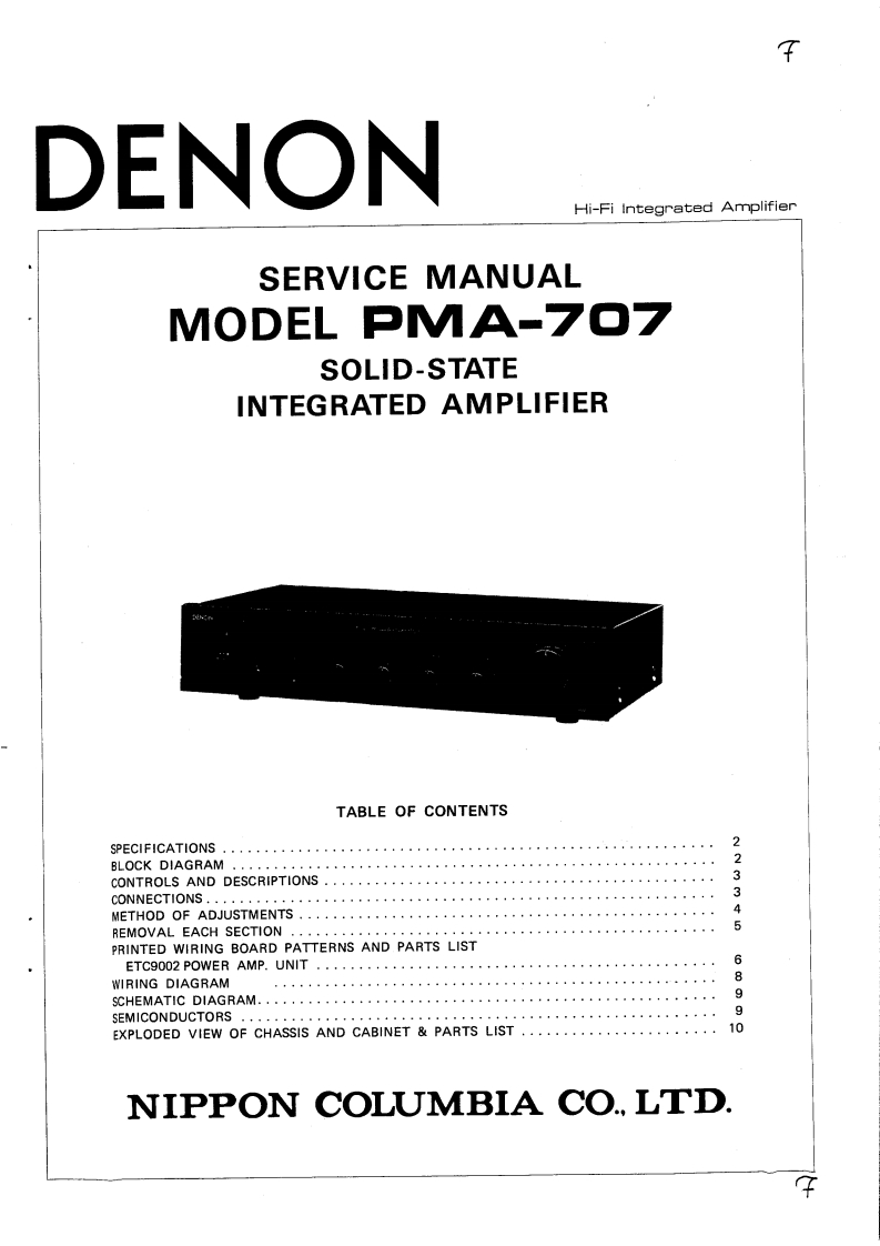 Denon-PMA707-int-维修说明书手册含电器原理图-找手册网