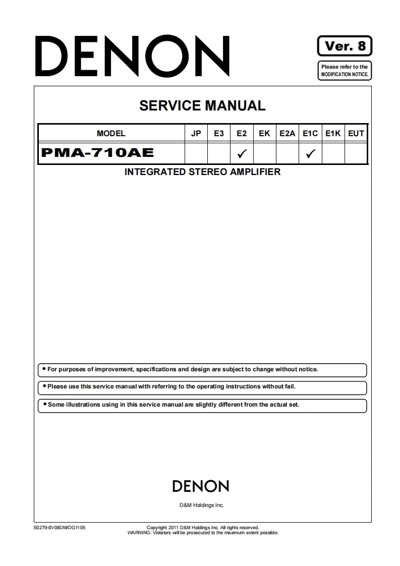 Denon-PMA710AE-int-维修说明书手册含电器原理图-找手册网