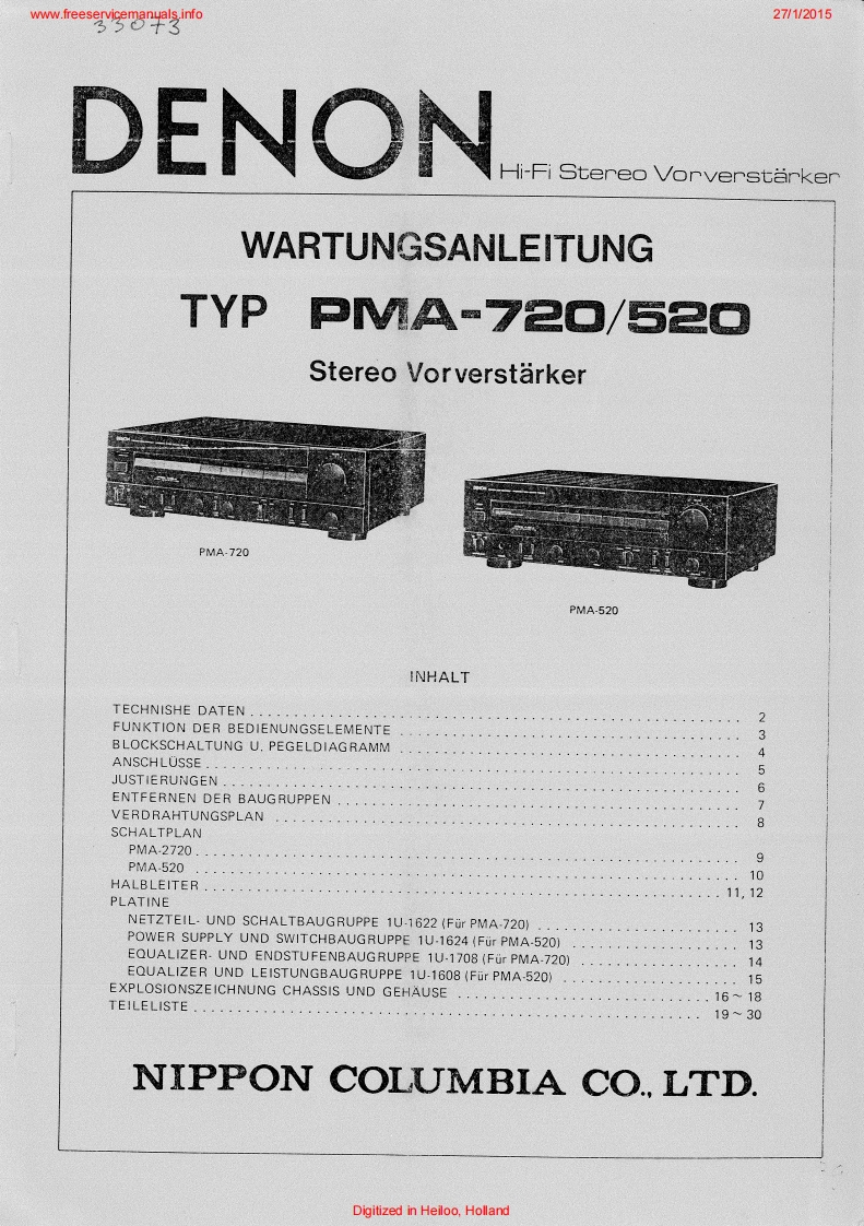 Denon-PMA720-int-维修说明书手册含电器原理图