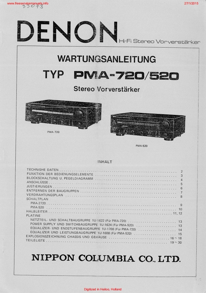 Denon-PMA720-int-维修说明书手册含电器原理图-找手册网