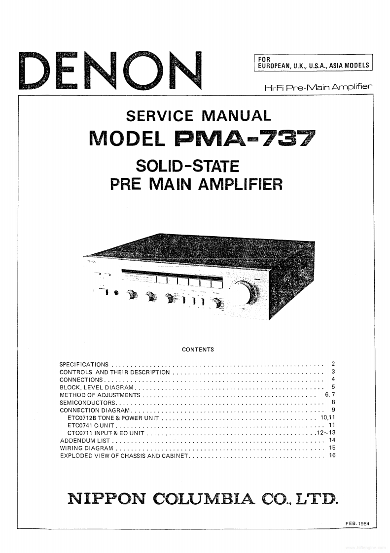 Denon-PMA737-int-维修说明书手册含电器原理图-找手册网