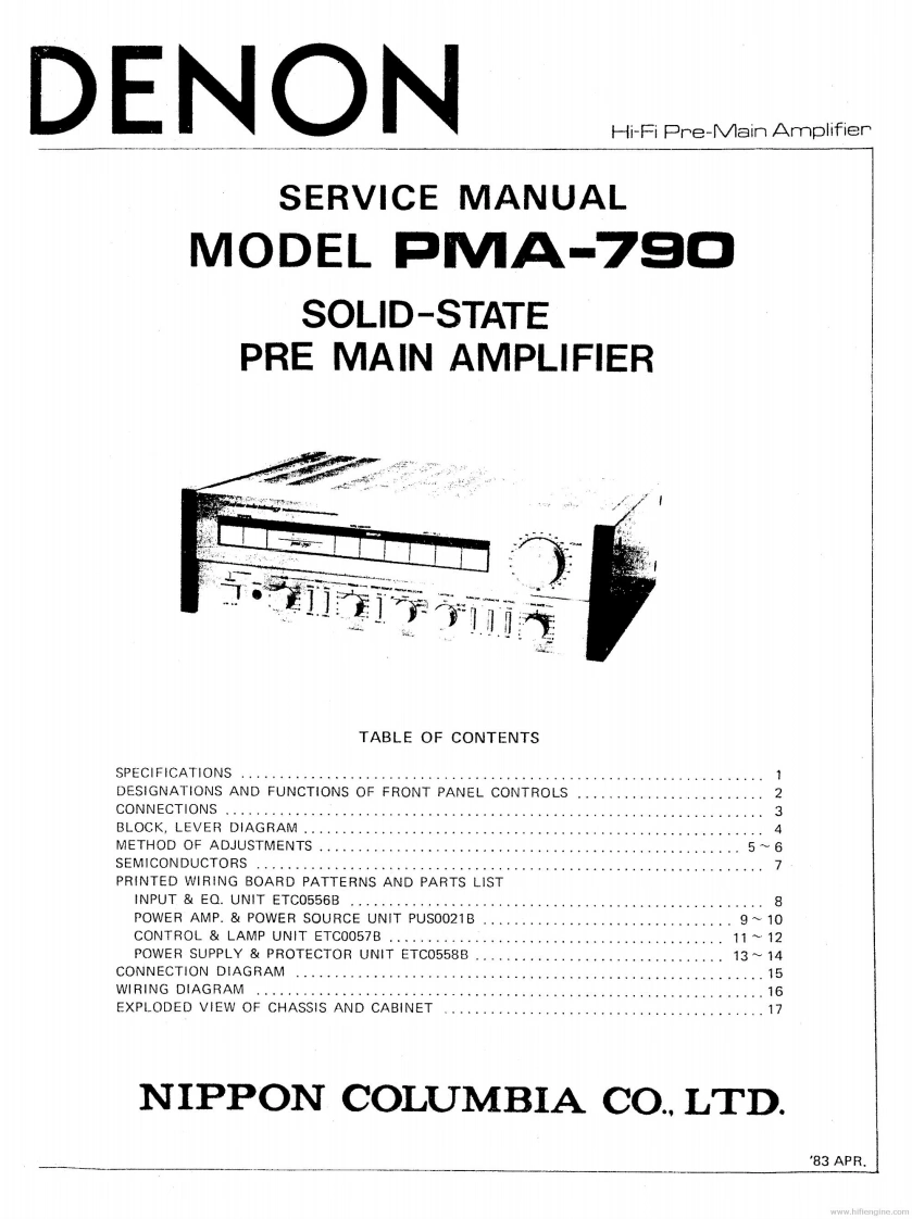 Denon-PMA790-int-维修说明书手册含电器原理图-找手册网