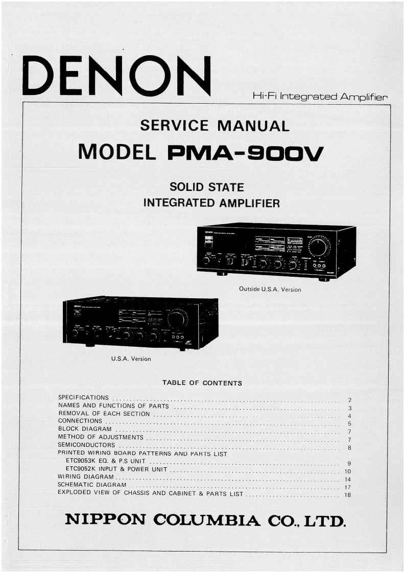Denon-PMA900V-int-维修说明书手册含电器原理图