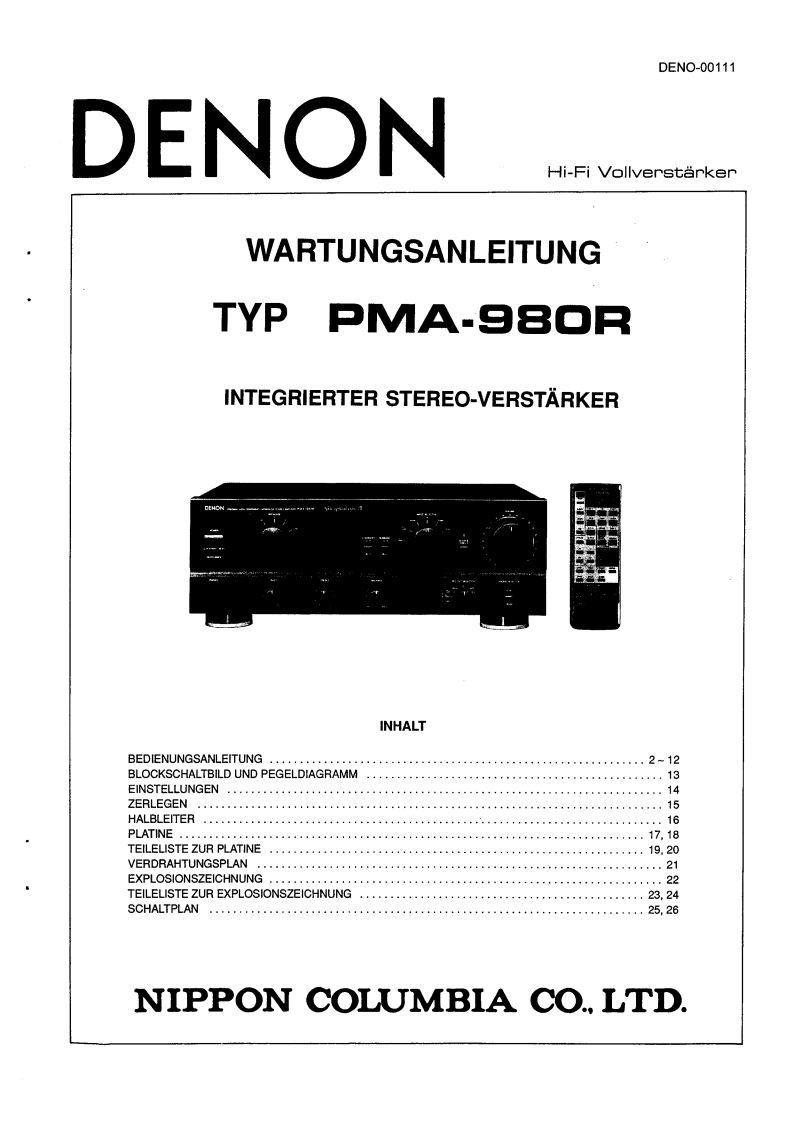 Denon-PMA980R-int-维修说明书手册含电器原理图-找手册网