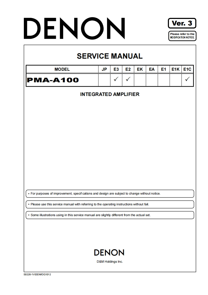 Denon-PMAA100-int-维修说明书手册含电器原理图